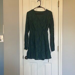 Elegant Blue & Green Lace Dress